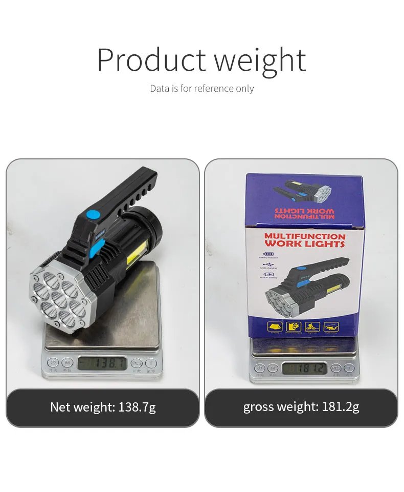 High Power LED Flashlights Camping Torch With 7 Lamp Beads And COB Side Light Rechargeable Outdoor Hiking Portable Hand Lantern High Power LED Flashlights Camping Torch With 7 Lamp Beads And COB Side Light Rechargeable Outdoor Hiking Portable Hand Lantern