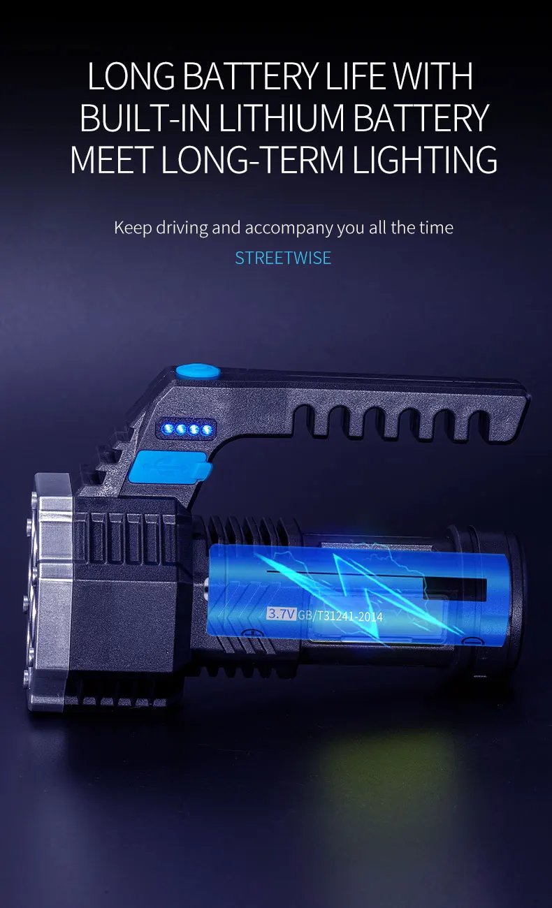 High Power LED Flashlights Camping Torch With 7 Lamp Beads And COB Side Light Rechargeable Outdoor Hiking Portable Hand Lantern High Power LED Flashlights Camping Torch With 7 Lamp Beads And COB Side Light Rechargeable Outdoor Hiking Portable Hand Lantern