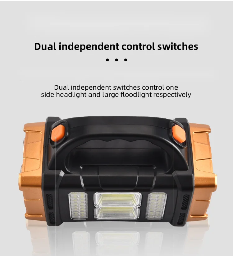 COB Multi-Functional Outdoor Emergency Portable Searchlight Solar Two-Color USB Rechargeable Outdoor Lighting Torch For Camping