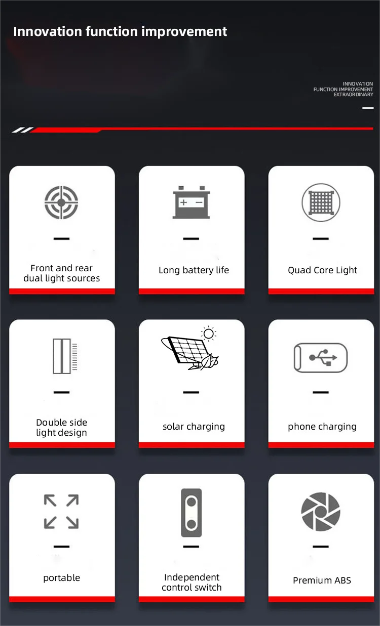 COB Multi-Functional Outdoor Emergency Portable Searchlight Solar Two-Color USB Rechargeable Outdoor Lighting Torch For Camping