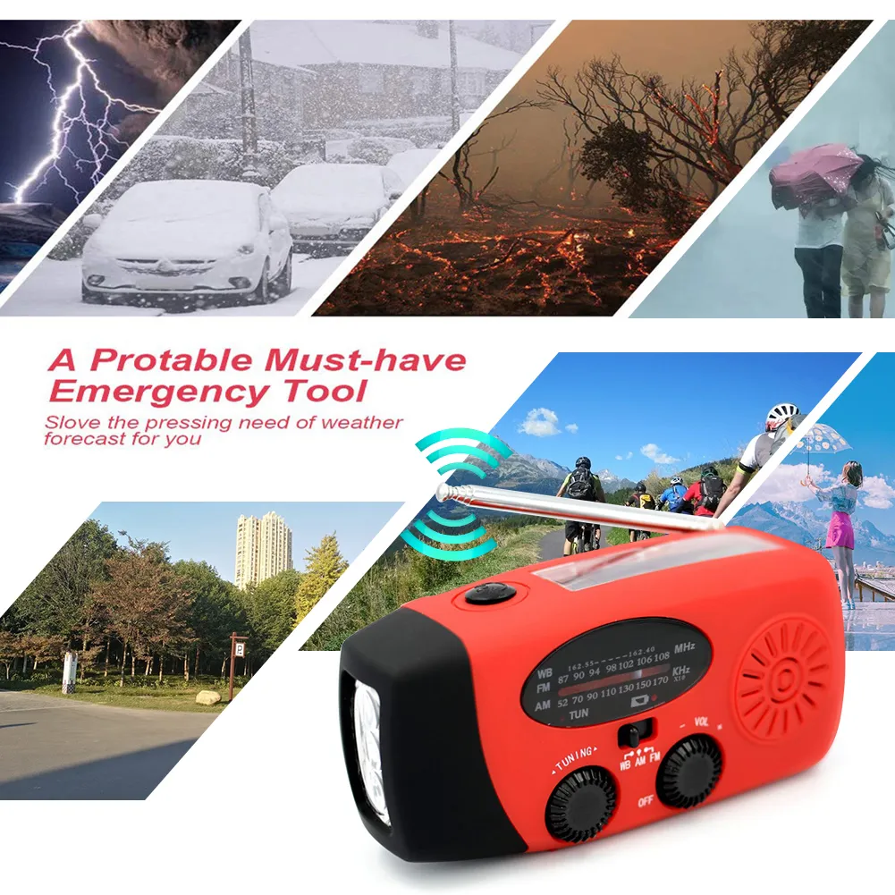 Solar Hand Crank Powered Camping Light With AM/FM Radio Outdoor 2000mAh USB Charging Multifunctional Hand Dynamo LED Flashlight Solar Hand Crank Powered Camping Light With AM/FM Radio Outdoor 2000mAh USB Charging Multifunctional Hand Dynamo LED Flashlight