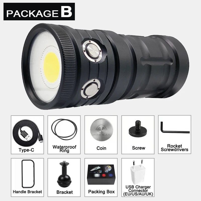 Professional Photography Underwater Lamp For Diving Torch COB LED IPX8 100M Diving Flashlight Camera Video Fill Light Lantern