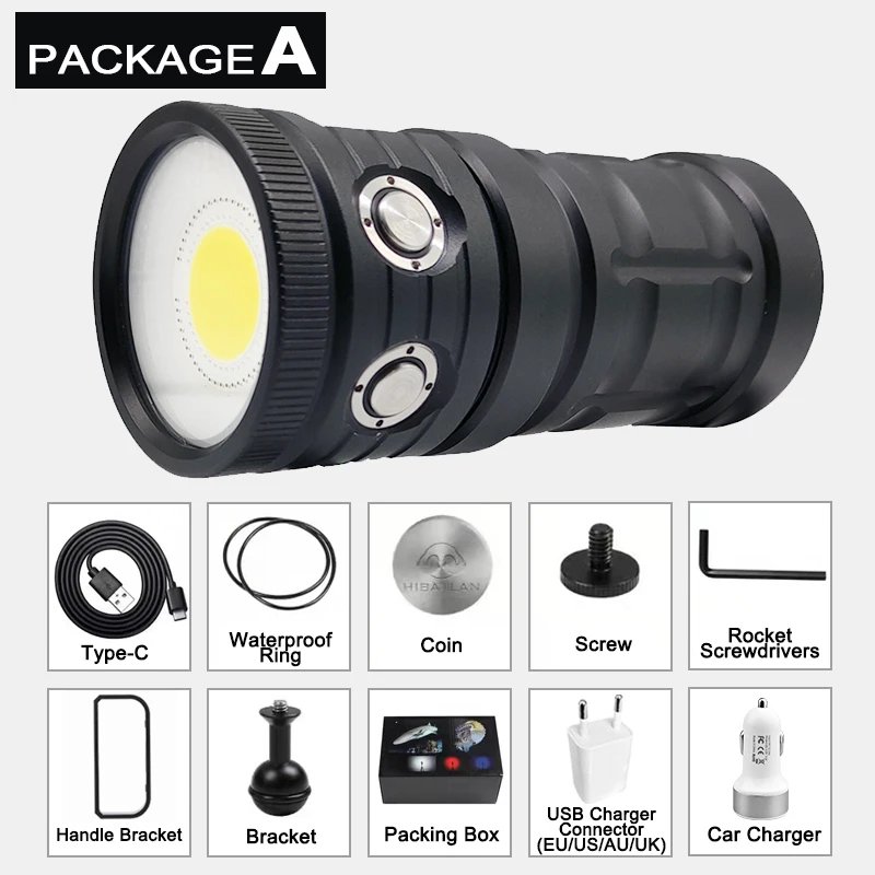 Professional Photography Underwater Lamp For Diving Torch COB LED IPX8 100M Diving Flashlight Camera Video Fill Light Lantern