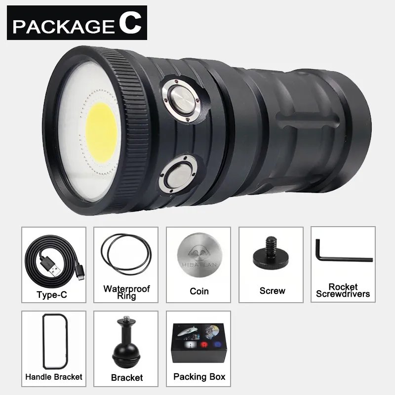 Professional Photography Underwater Lamp For Diving Torch COB LED IPX8 100M Diving Flashlight Camera Video Fill Light Lantern