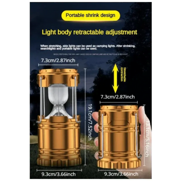 1pc Solar Rechargeable Lantern Outdoor Camping Lamp Solar Multifunctional Household Portable Strong Light Emergency Lantern - Image 3