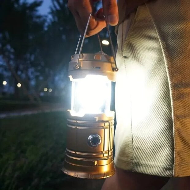 1pc Solar Rechargeable Lantern Outdoor Camping Lamp Solar Multifunctional Household Portable Strong Light Emergency Lantern - Image 2