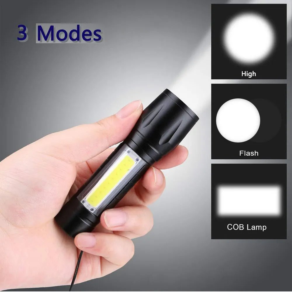 Portable Rechargeable Zoom LED Flashlight XP-G Q5 Mini Flash Light Torch Lantern 3 Lighting Modes Camping lamp - Image 3