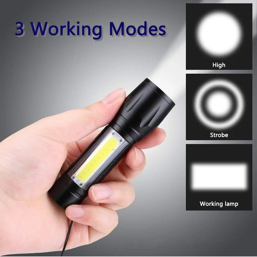 Portable Rechargeable Zoom LED Flashlight XP-G Q5 Mini Flash Light Torch Lantern 3 Lighting Modes Camping lamp