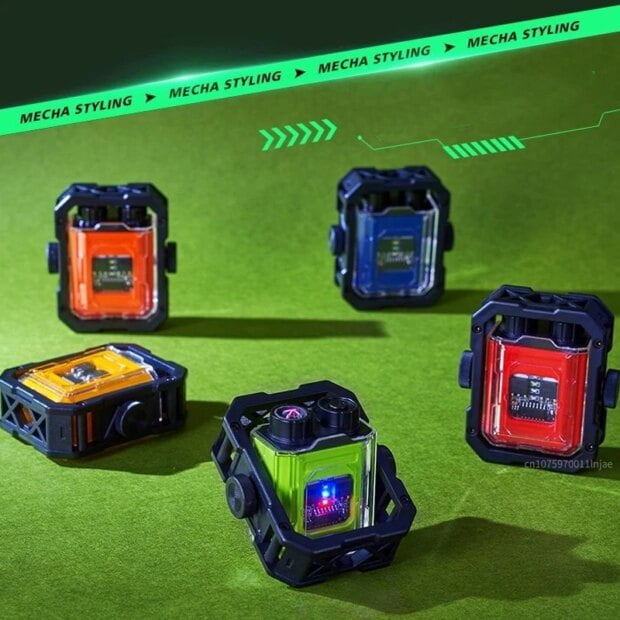 2024 Mecha Style Metal Decompression Gyro Lighter Cool LED Lantern Outdoor Windproof Double Arc Lighter Men's Tools Wholesale - Image 5