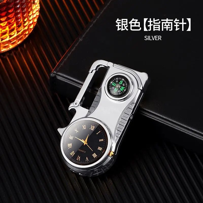 Outdoor Compass Keychain Inflatable Windproof Lighter Multi-function Watch Bottle Opener Red Flame Butane Lighters Survival Tool Outdoor Compass Keychain Inflatable Windproof Lighter Multi-function Watch Bottle Opener Red Flame Butane Lighters Survival Tool