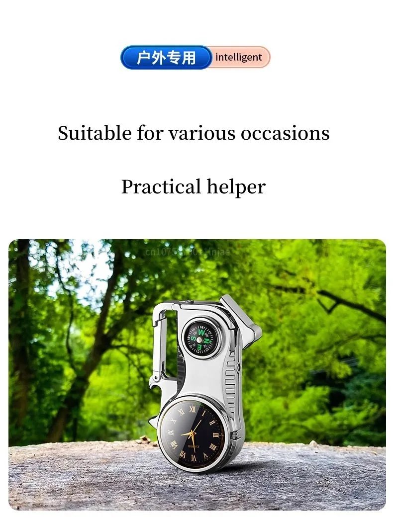 Outdoor Compass Keychain Inflatable Windproof Lighter Multi-function Watch Bottle Opener Red Flame Butane Lighters Survival Tool Outdoor Compass Keychain Inflatable Windproof Lighter Multi-function Watch Bottle Opener Red Flame Butane Lighters Survival Tool