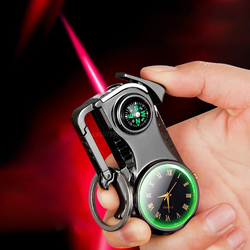 Outdoor Compass Keychain Inflatable Windproof Lighter Multi-function Watch Bottle Opener Red Flame Butane Lighters Survival Tool Outdoor Compass Keychain Inflatable Windproof Lighter Multi-function Watch Bottle Opener Red Flame Butane Lighters Survival Tool