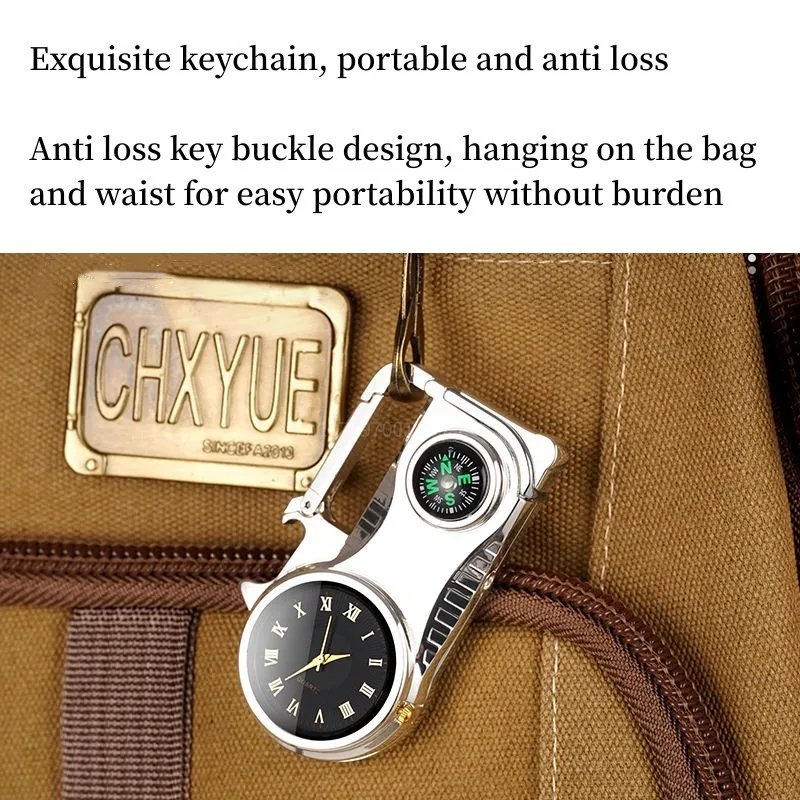 Outdoor Compass Keychain Inflatable Windproof Lighter Multi-function Watch Bottle Opener Red Flame Butane Lighters Survival Tool Outdoor Compass Keychain Inflatable Windproof Lighter Multi-function Watch Bottle Opener Red Flame Butane Lighters Survival Tool
