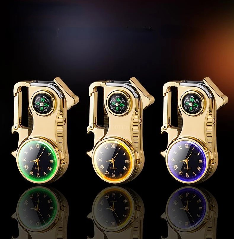 Outdoor Compass Keychain Inflatable Windproof Lighter Multi-function Watch Bottle Opener Red Flame Butane Lighters Survival Tool Outdoor Compass Keychain Inflatable Windproof Lighter Multi-function Watch Bottle Opener Red Flame Butane Lighters Survival Tool