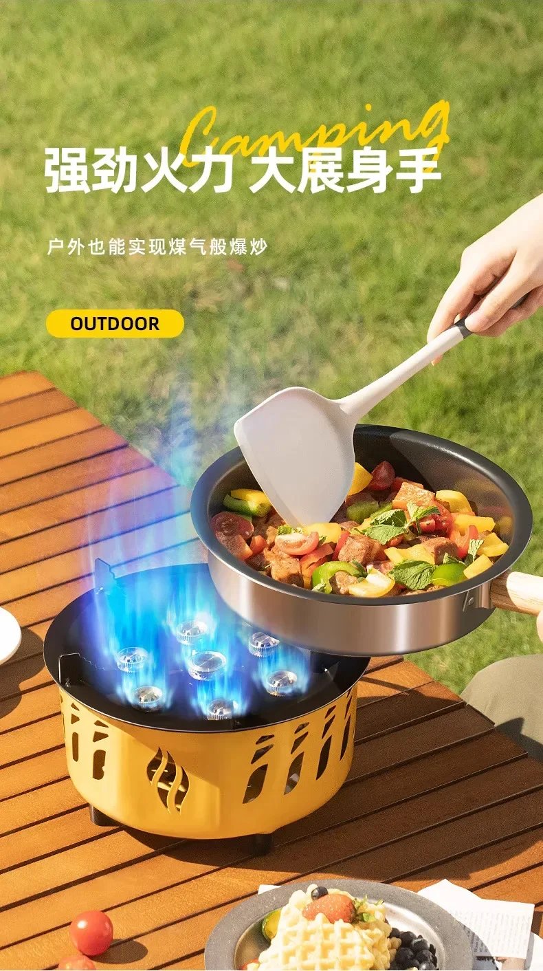20000W 7-Core Camping Stove Strong Fire Power Portable Tourist Camping Burners Folding Hiking Picnic BBQ Cooking Equipment