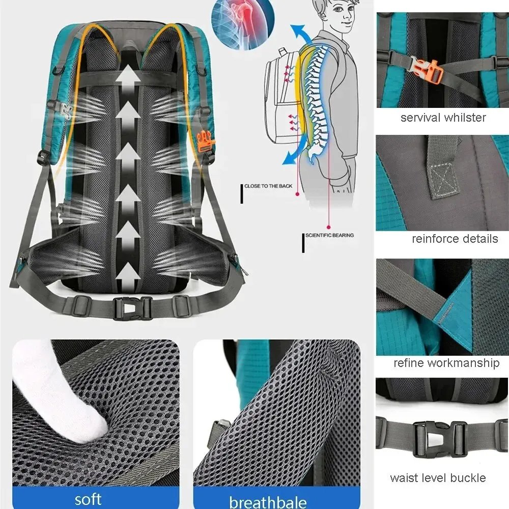 Waterproof Nylon Bag Camping Travel Backpack With Rain Cover Outdoor Hiking Mountaineering Men Shoulder Tactical Military Bags - Image 3