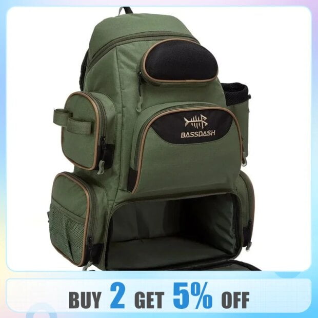 Bassdash Fishing Bag Tackle Backpack Lightweight Tactical Tackle Box Multifunctional
