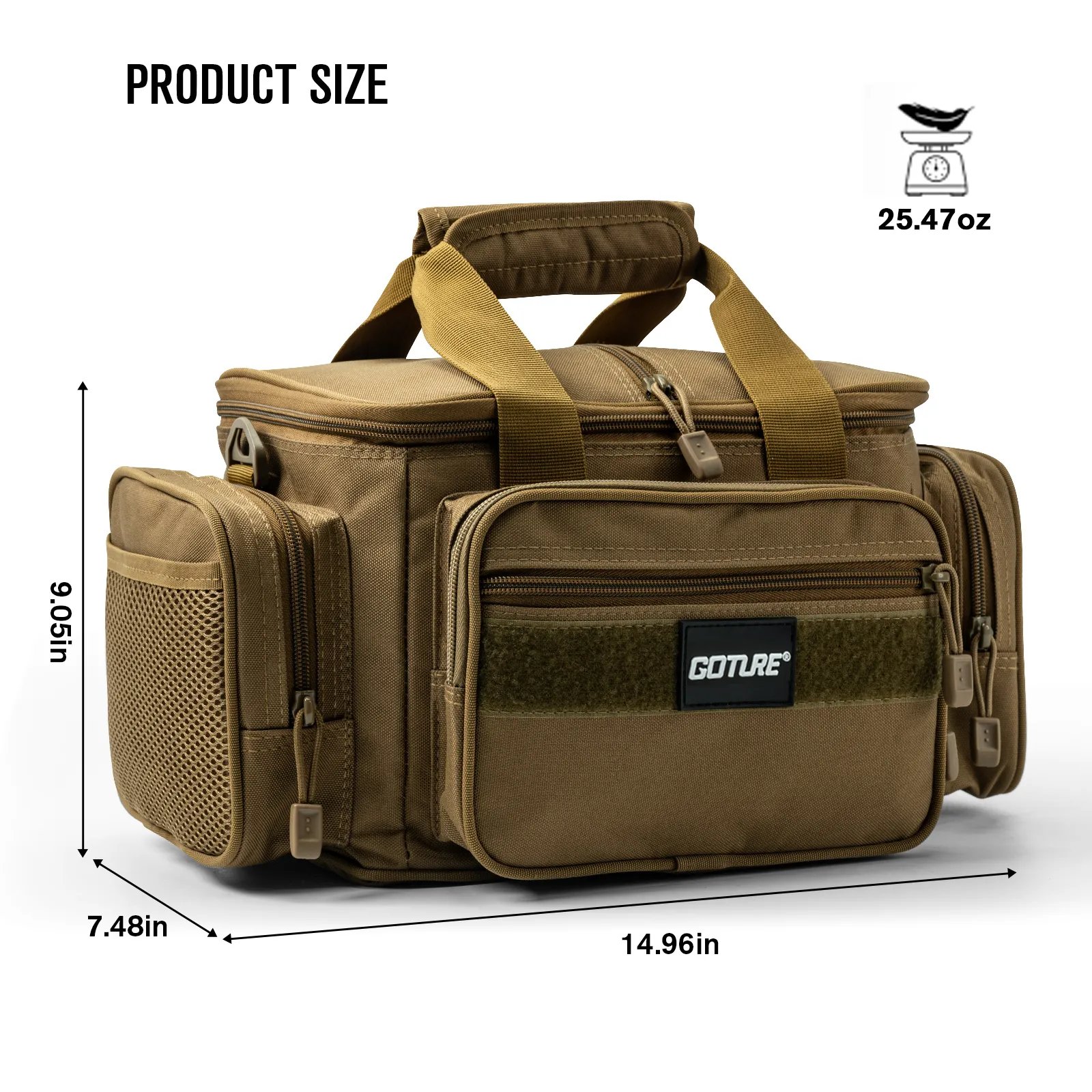 Goture Shoulder Crossbody Fishing Bags 600D Oxford Fabric Durable High Capacity Storage Fishing Gear Bags for Men Outdoors Bag