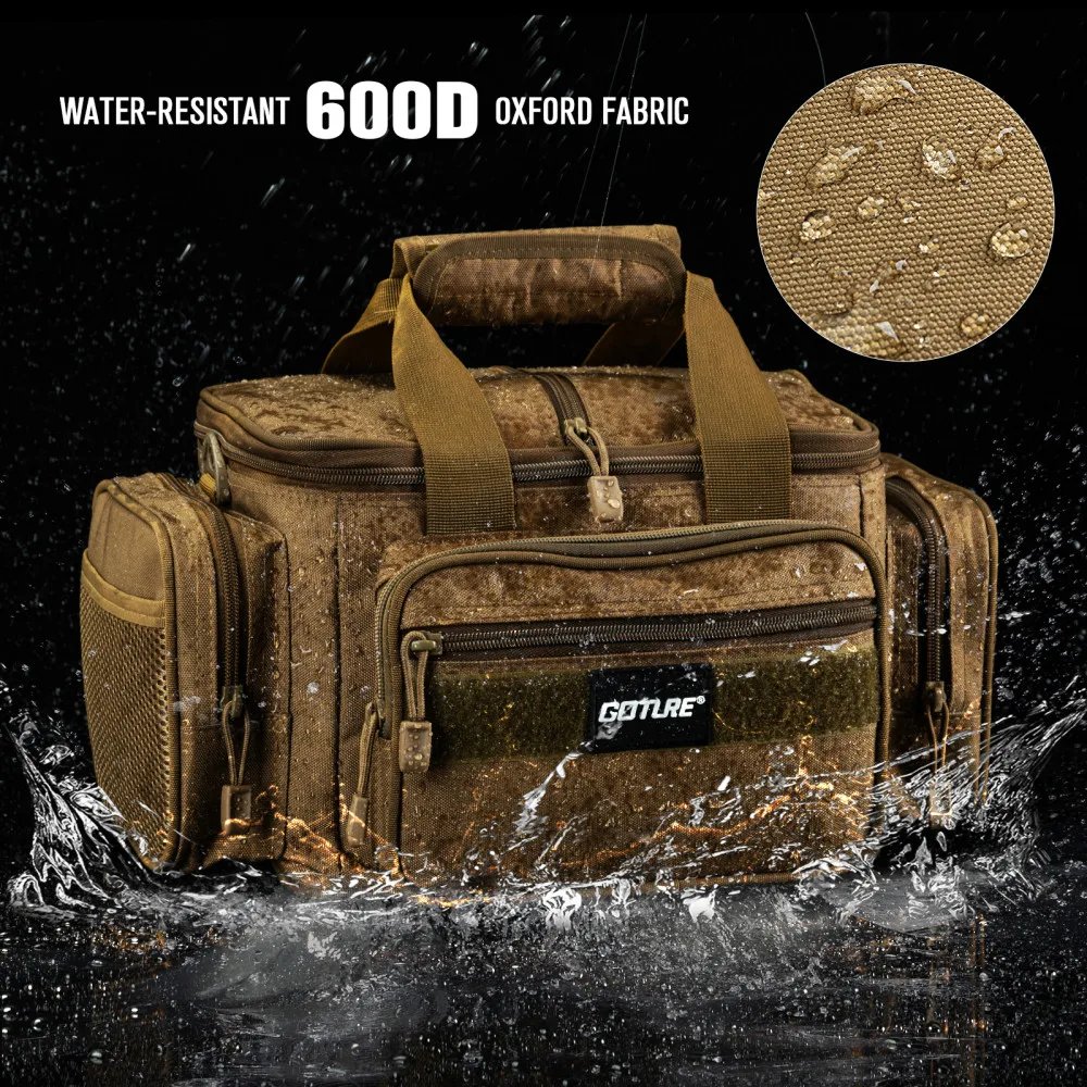 Goture Shoulder Crossbody Fishing Bags 600D Oxford Fabric Durable High Capacity Storage Fishing Gear Bags for Men Outdoors Bag
