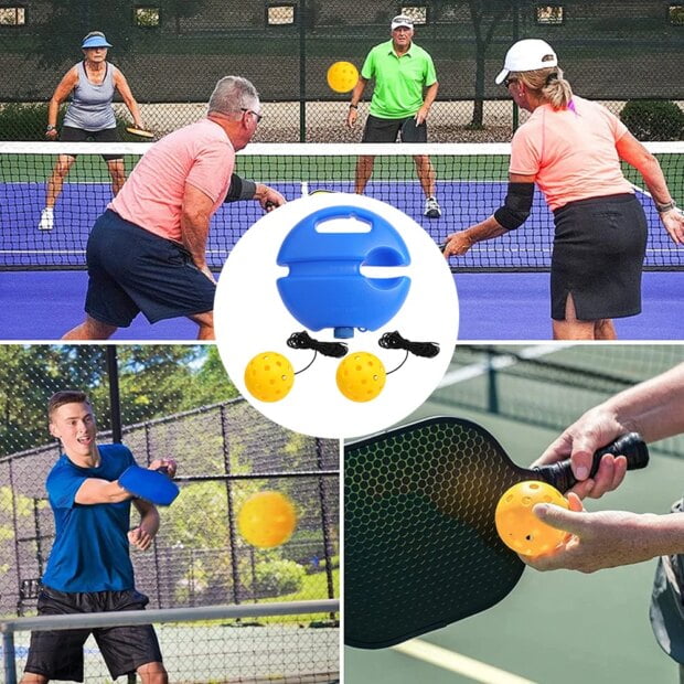 Pickleball Training Aids Bases With Elastic Rope Ball Professional Pickleball Practice Tool Self-Duty Rebound Pickleball Trainer - Image 3