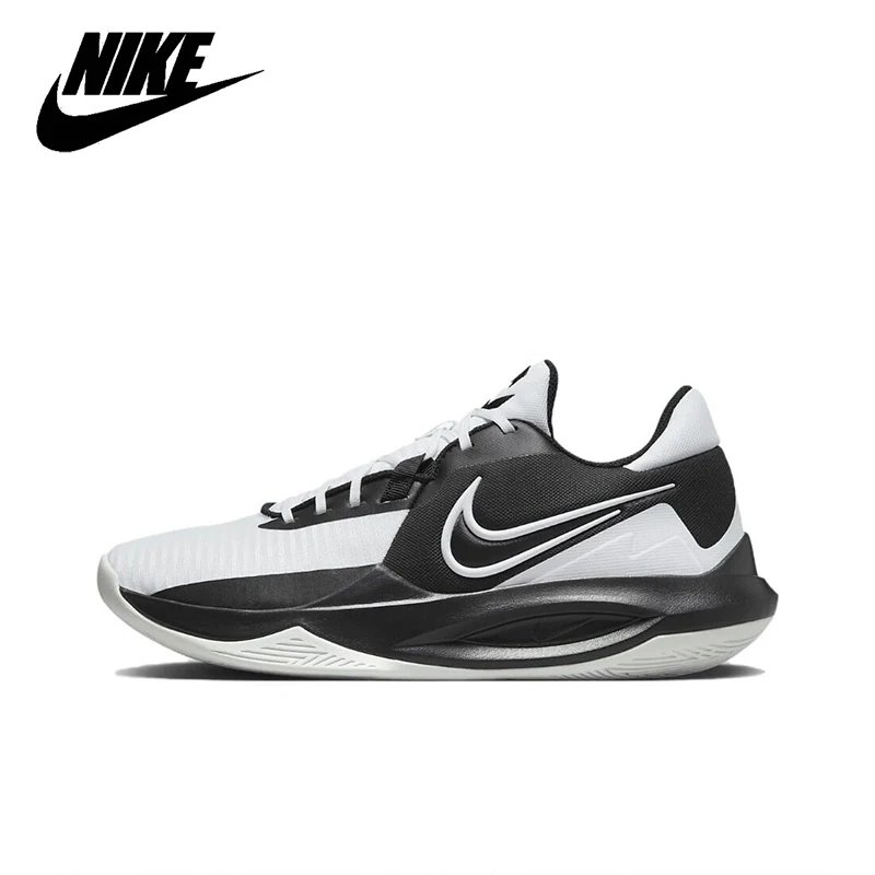Original Nike Precision 6 Man's Basketball Shoes Low Top Wear Resistant Non-slip Black White Sneakers DD9535-004