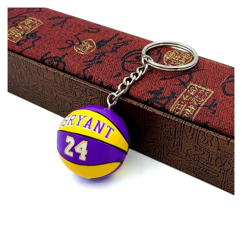 Basketball Keychain Star Name Souvenir Keyring Bag Pendent Rubber PVC Match Ball Sport Fans Collectible Gift for Friends