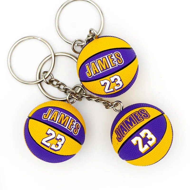 Basketball Keychain Star Name Souvenir Keyring Bag Pendent Rubber PVC Match Ball Sport Fans Collectible Gift for Friends