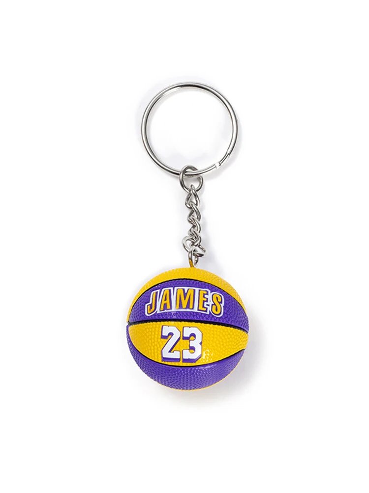 Basketball Keychain Star Name Souvenir Keyring Bag Pendent Rubber PVC Match Ball Sport Fans Collectible Gift for Friends