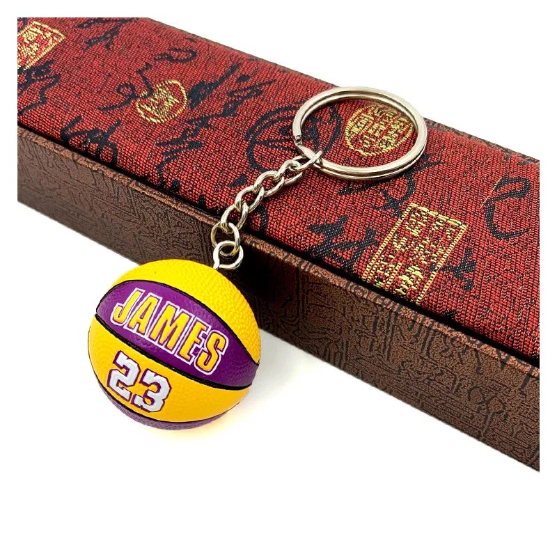 Basketball Keychain Star Name Souvenir Keyring Bag Pendent Rubber PVC Match Ball Sport Fans Collectible Gift for Friends