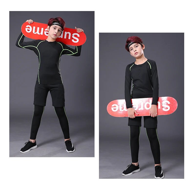 Kids Fitness Tracksuits Youth Warm Pants Tops Underwear Tight Sports Clothes for Boys Compression Running Basketball Sportswear
