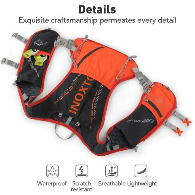 INOXTO- Ultra Lightweight Running Backpack Hydration Vest, for Bicycle Marathon Hiking - Image 6