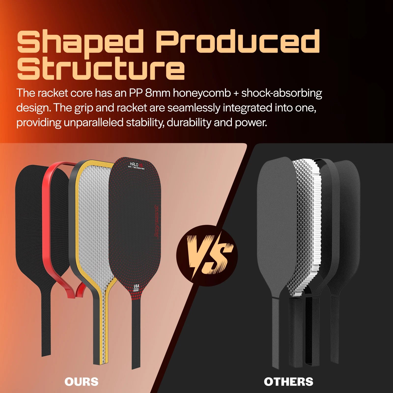 Joysent Pickleball Paddles USAPA T700 Raw Carbon Fiber Surface Pickleball Rackets 8.1oz PP Honeycomb Core 16MM For Men Women - Image 3